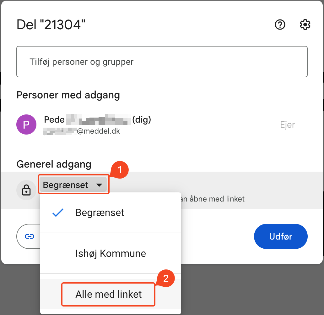 Vælg “Alle med linket”